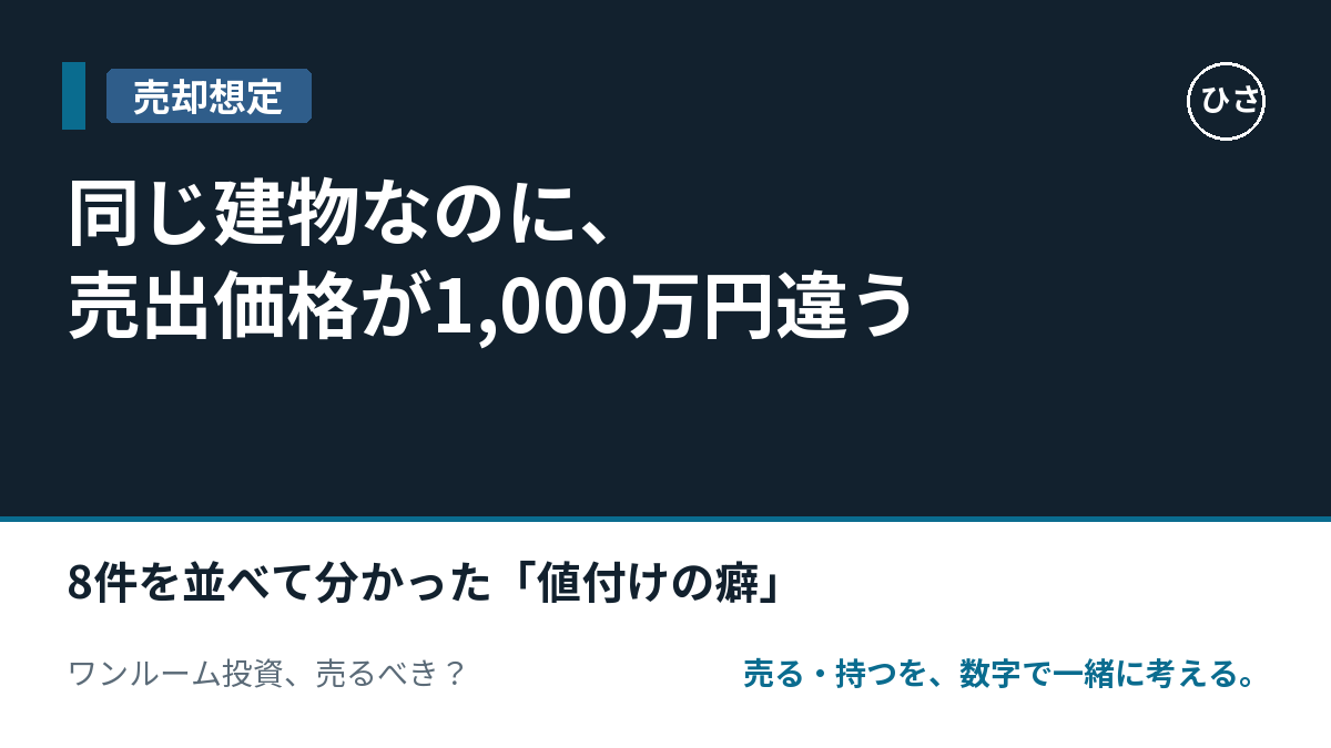 同じ建物なのに、売出価格が1,000万円違う。8件を並べて分かった「値付けの癖」のサムネイル